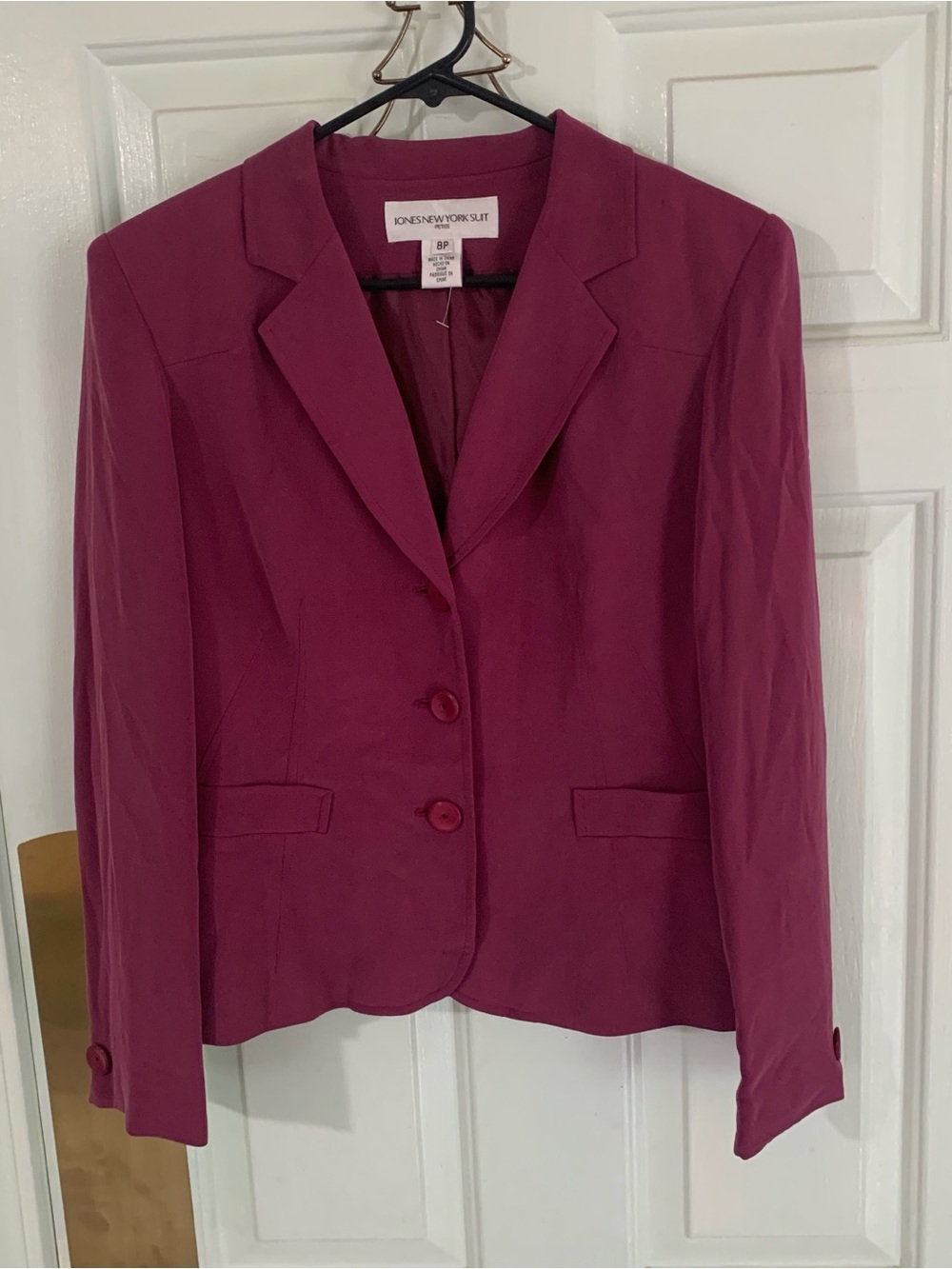 Jones New York Hot Pink Single-Breasted 100% Silk Blazer
